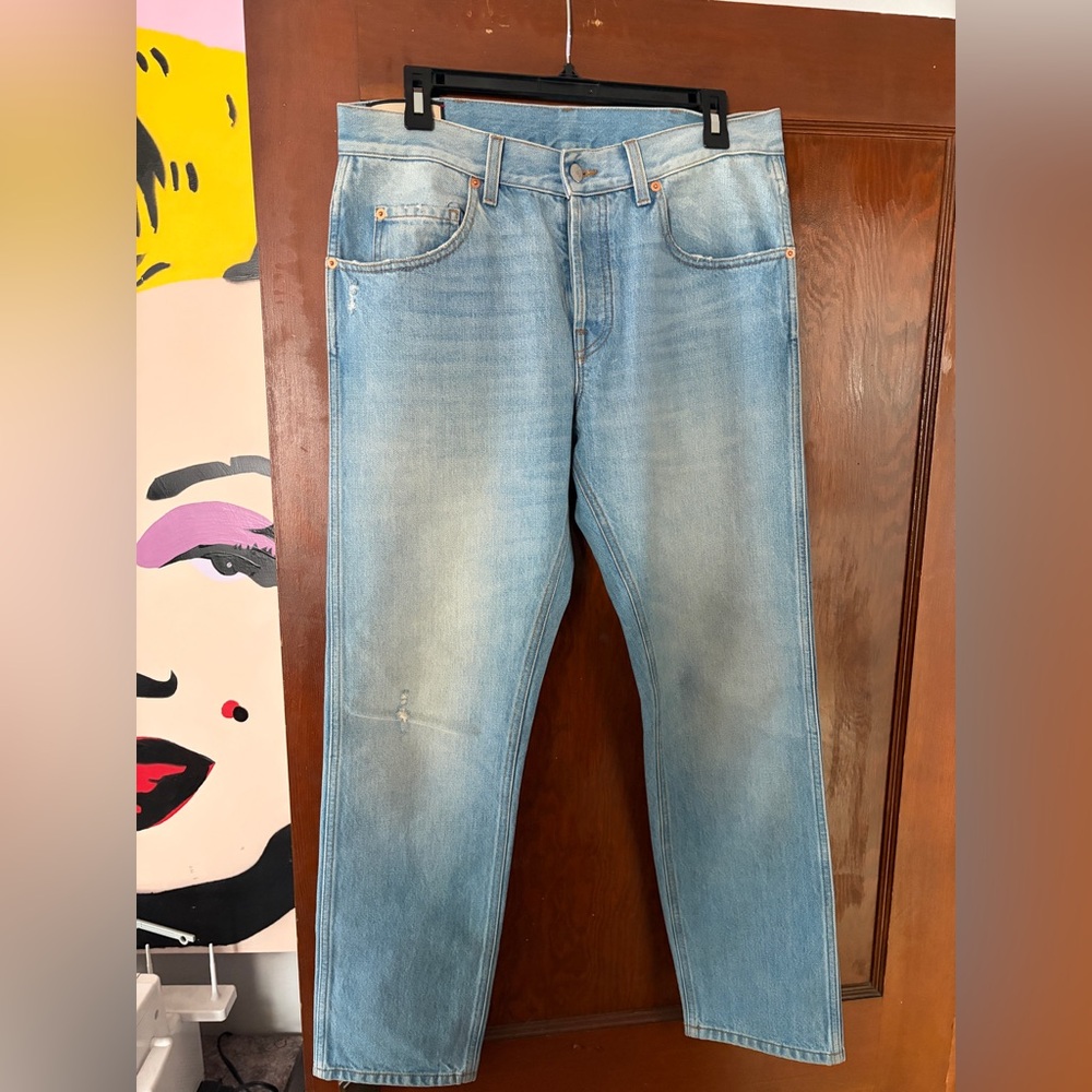 Gucci Men's Faded Blue Straight Jeans